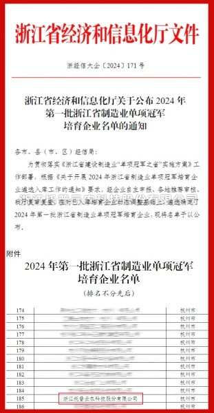 好色APP在线观看入选2024年第一批浙江省制造业单项冠军培育企业名单